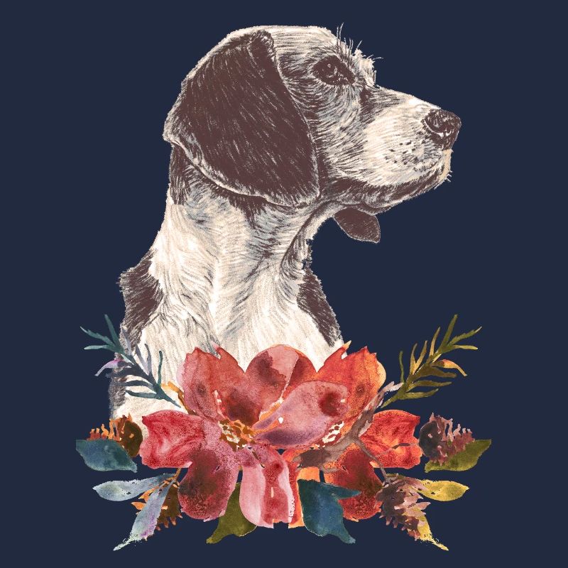 Chien et fleurs