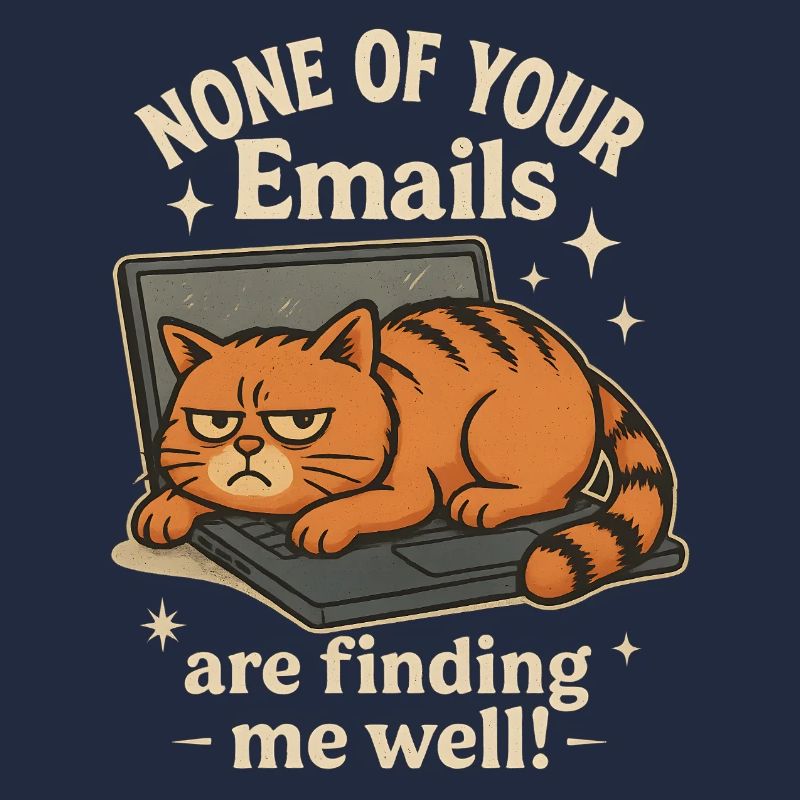 Katze auf Laptop Email Spruch