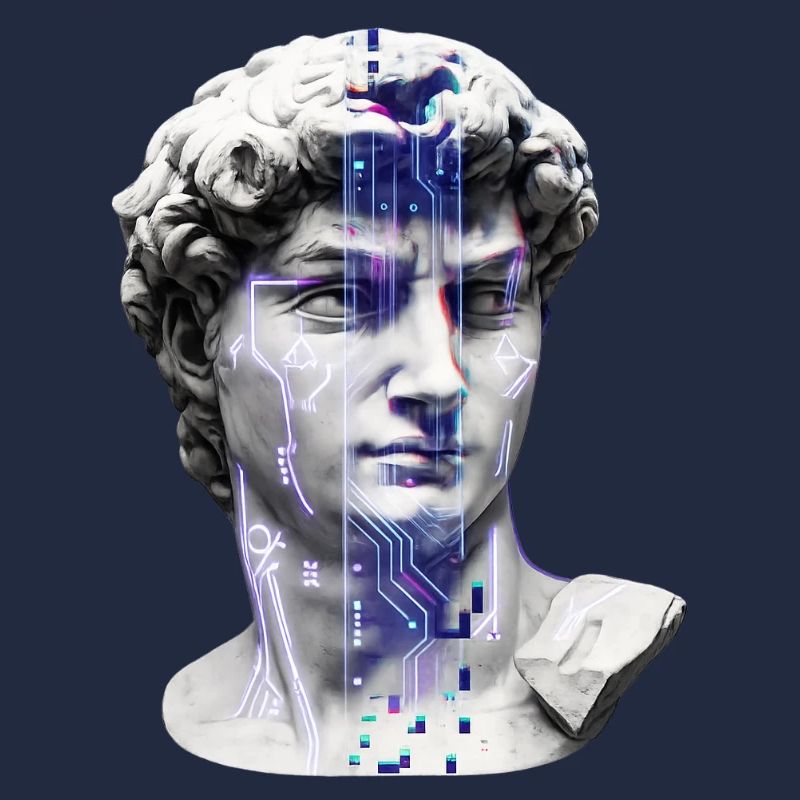 Buste cybernétique classique néon