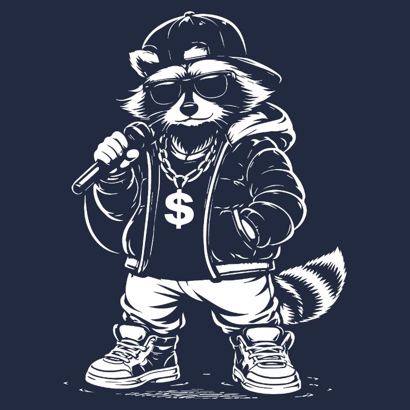 Rappender Waschbär mit Bling