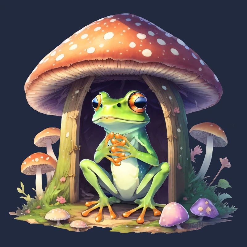 Grenouille dans le champignon