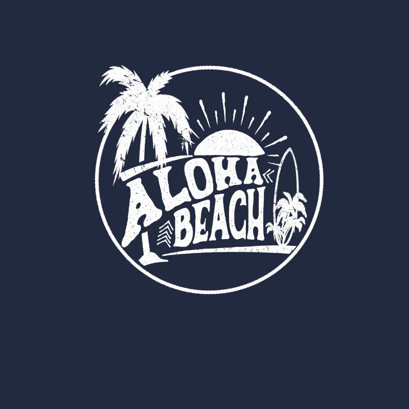 Aloha Beach Badge Palm Trees Sunset