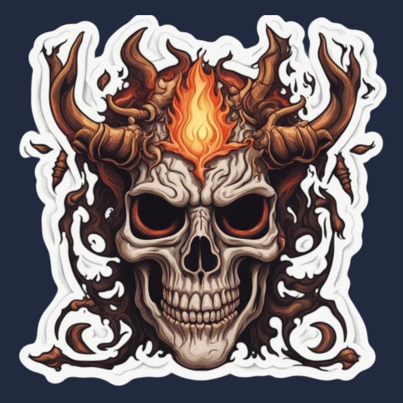 Horned Skull: Blue & Red Fires