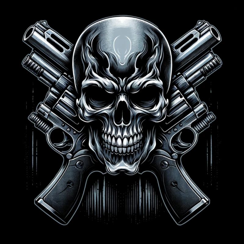 Bulletproof Resilience: Skull with Handguns