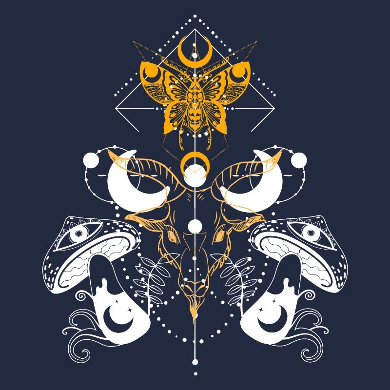 Papillon de nuit, chèvre et champignons