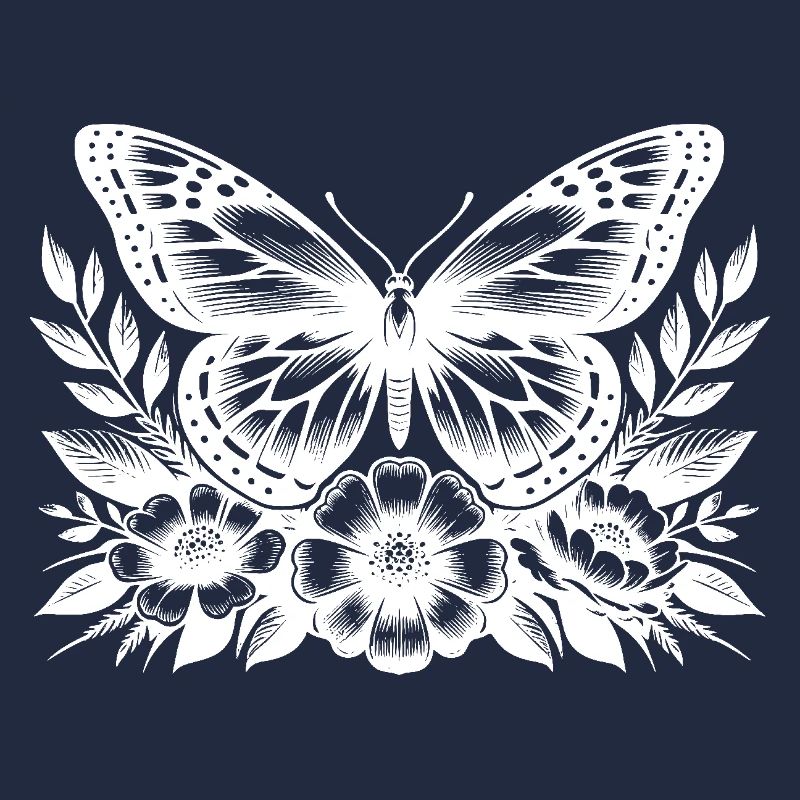 Butterfly and Flowers Botanical Artwork