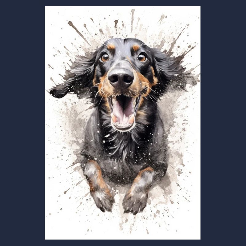 Dackel Hund splashes