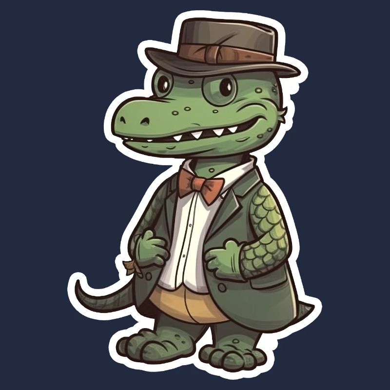 A cute crocodile wearing a bowtie