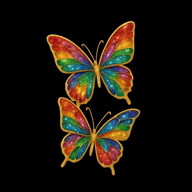 Rainbow Glitter Wings Motif