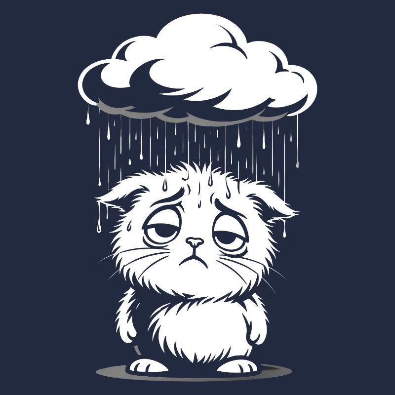 Sad Cat - Retro Comic Kitten