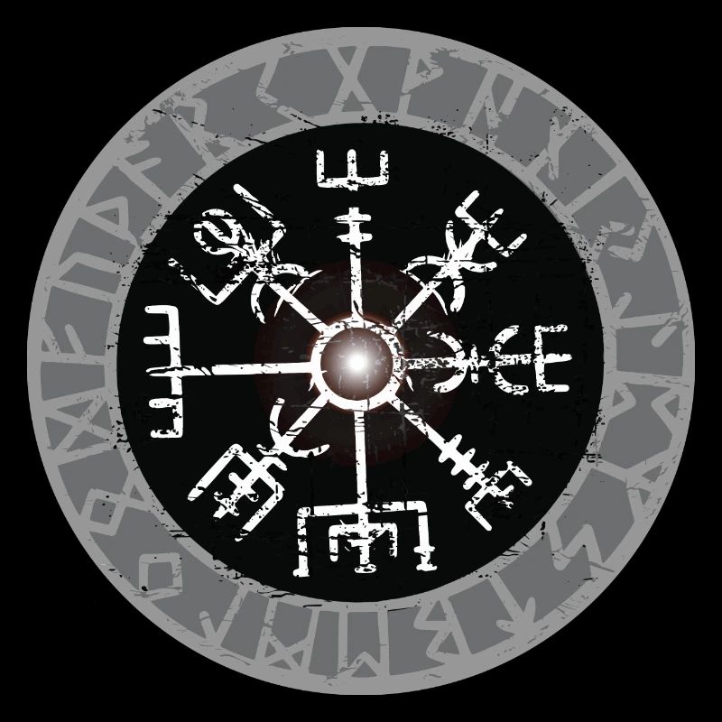 Weißer Wikinger Kompass Valhalla Vegvisir