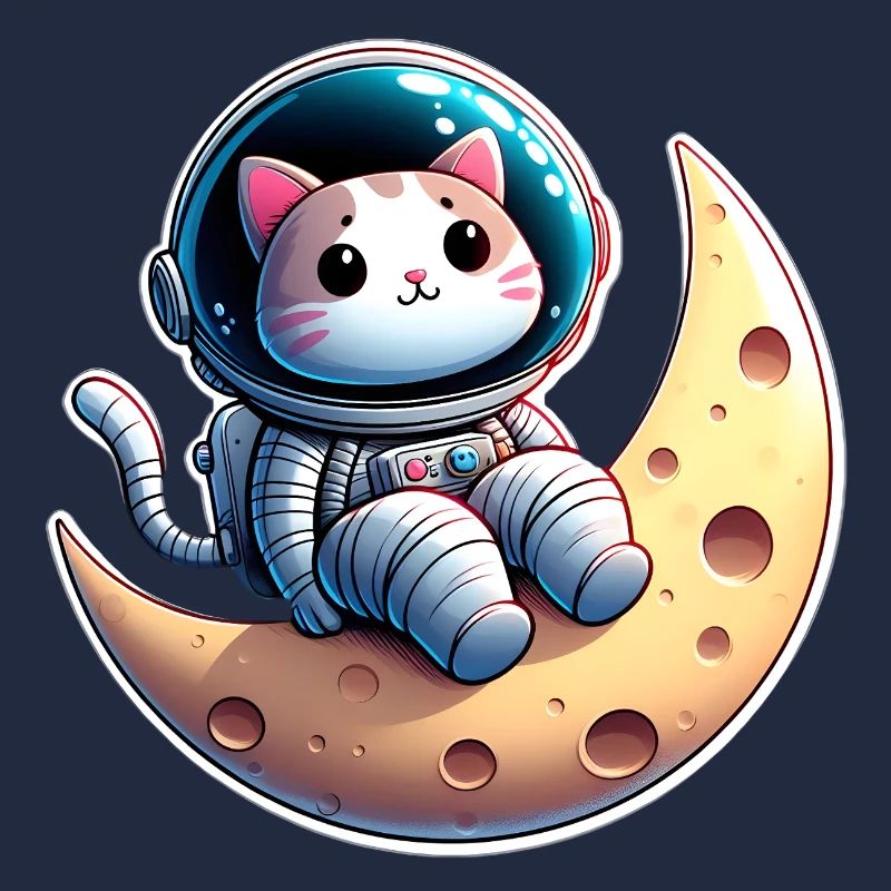 Chat astronaute mignon sur la lune