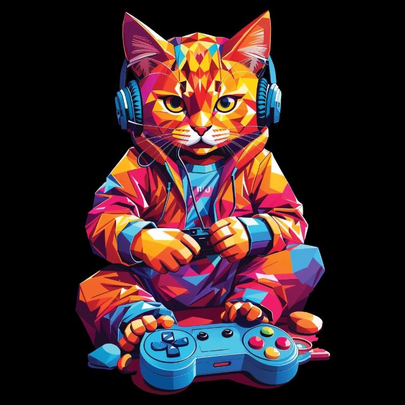 Funny Retro Gaming Cat Nerd Gamer Design