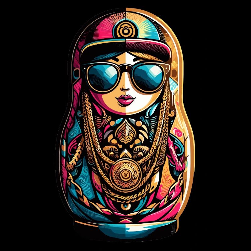 Matryoshka cool sunglasses cappy necklace gift