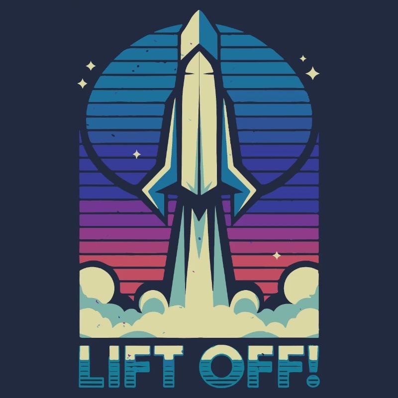 Retro Rocket Launch Illustration