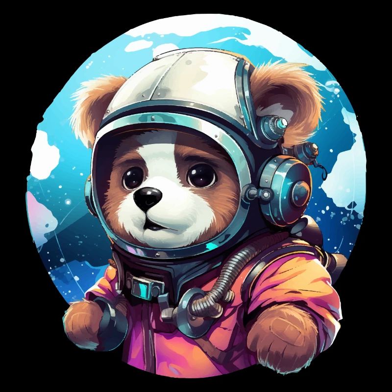 Ours mignon dans le style astronaute. Tenue d’ours