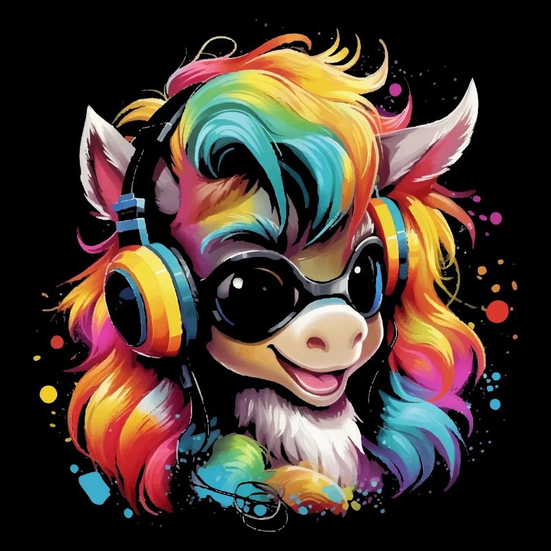 Cute foal with headset gift equestrian sport