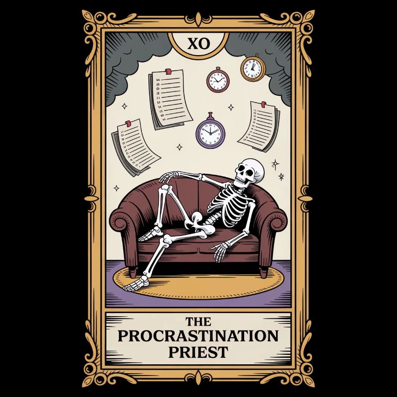 The Procrastination Priest Aufschieber Skelett