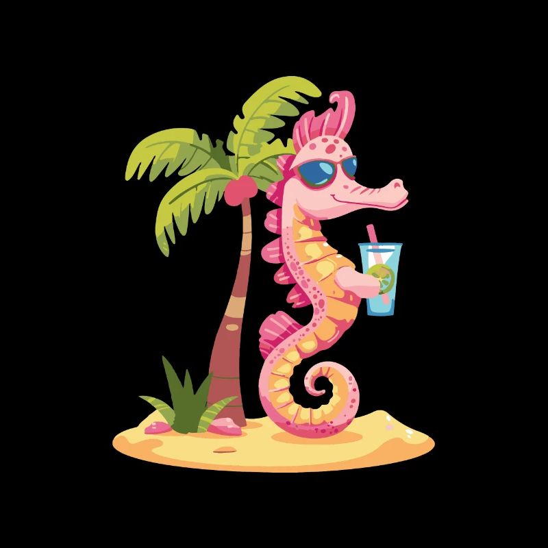 Seepferd Sommer Strand Comic