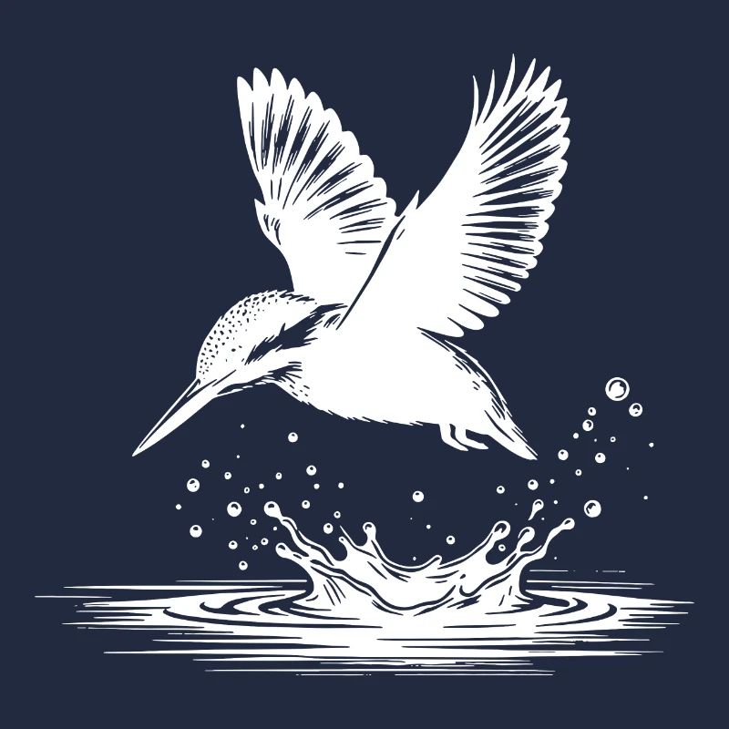 Elegant Kingfisher Fish Catching Water Splash