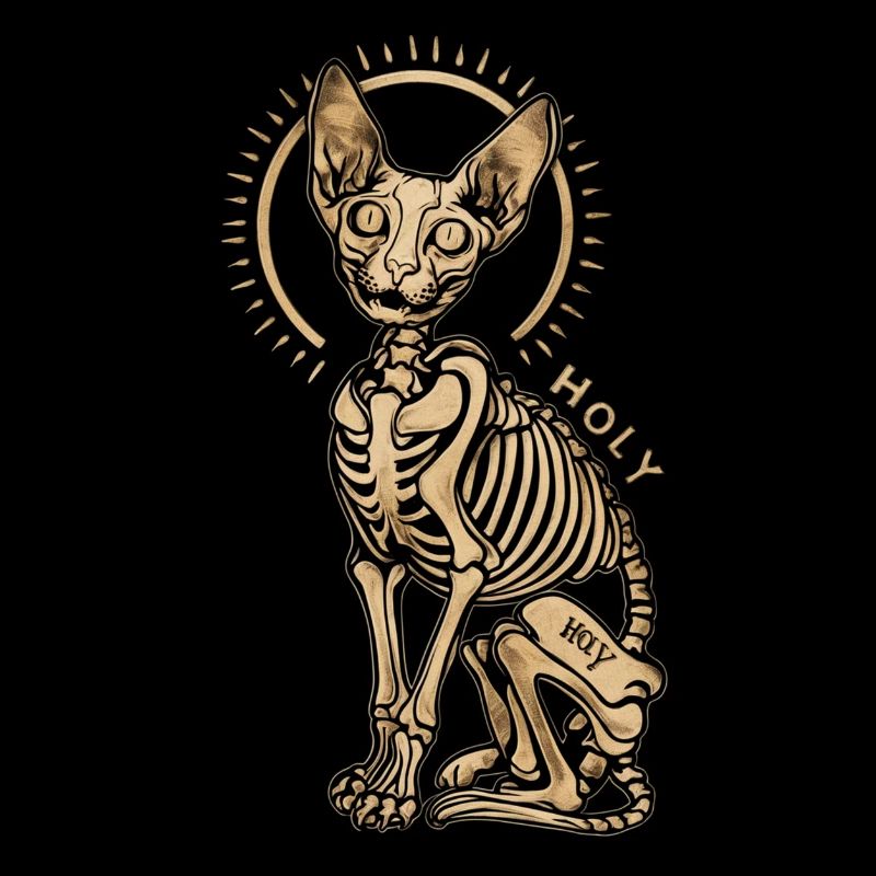 chat sphinx squelette tatouage