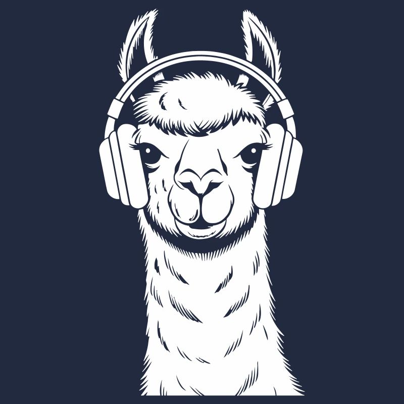 Cooles Lama mit Kopfhörern
