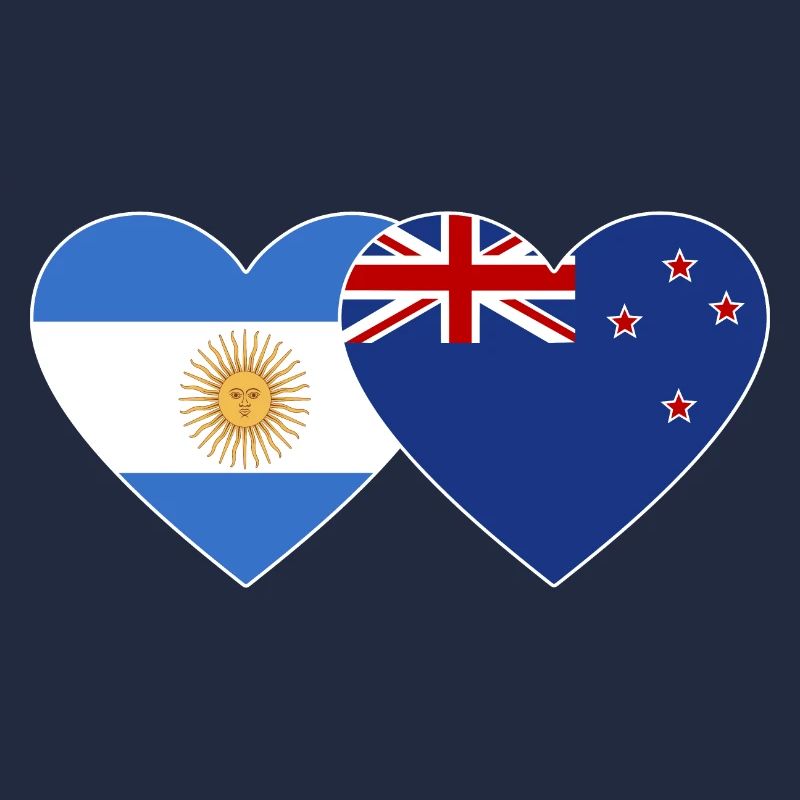 Drapeau de l’Argentine et de la Nouvelle-Zélande Coeur
