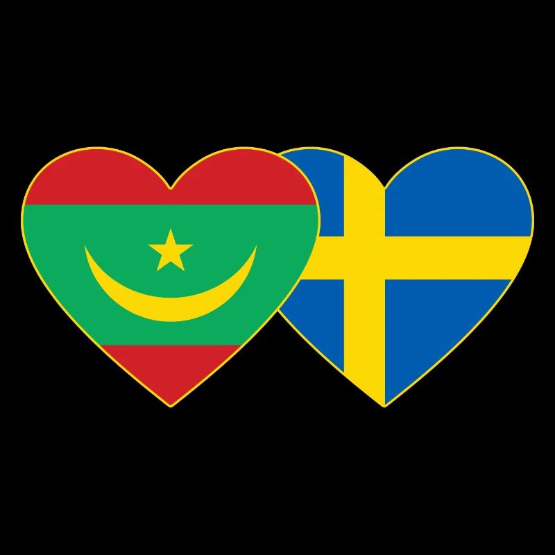 Mauritanie Suède Drapeau Coeur
