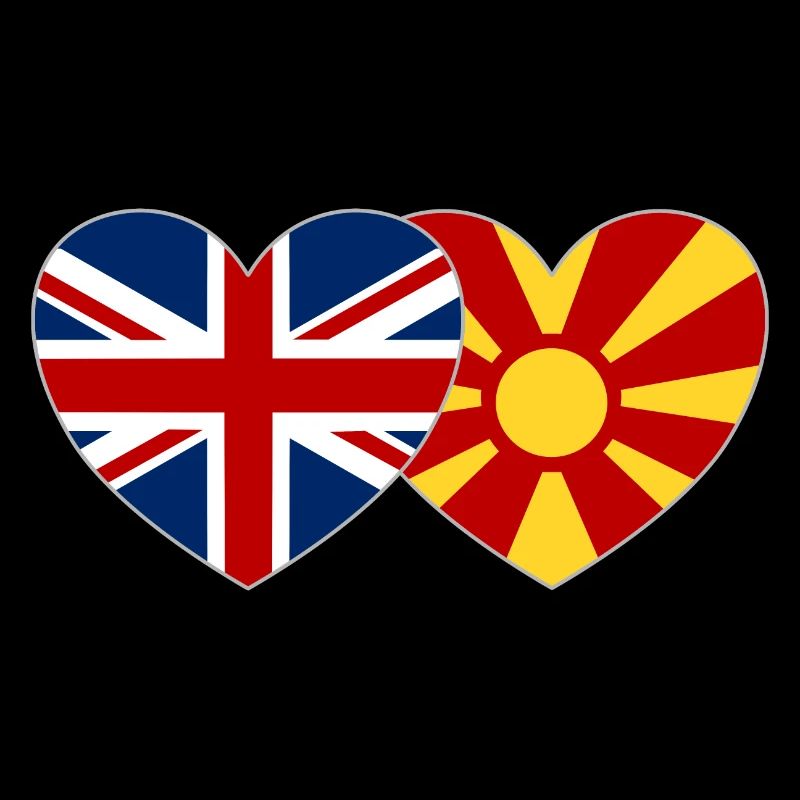 England Macedonia Flag Heart