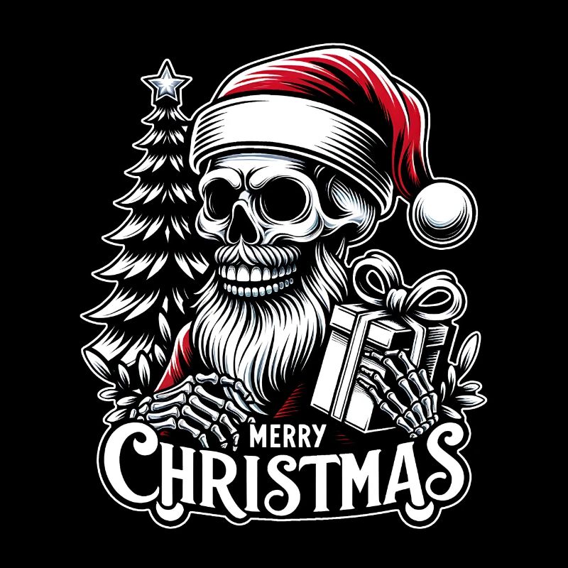 Crâne de Père Noël effrayant avec colis