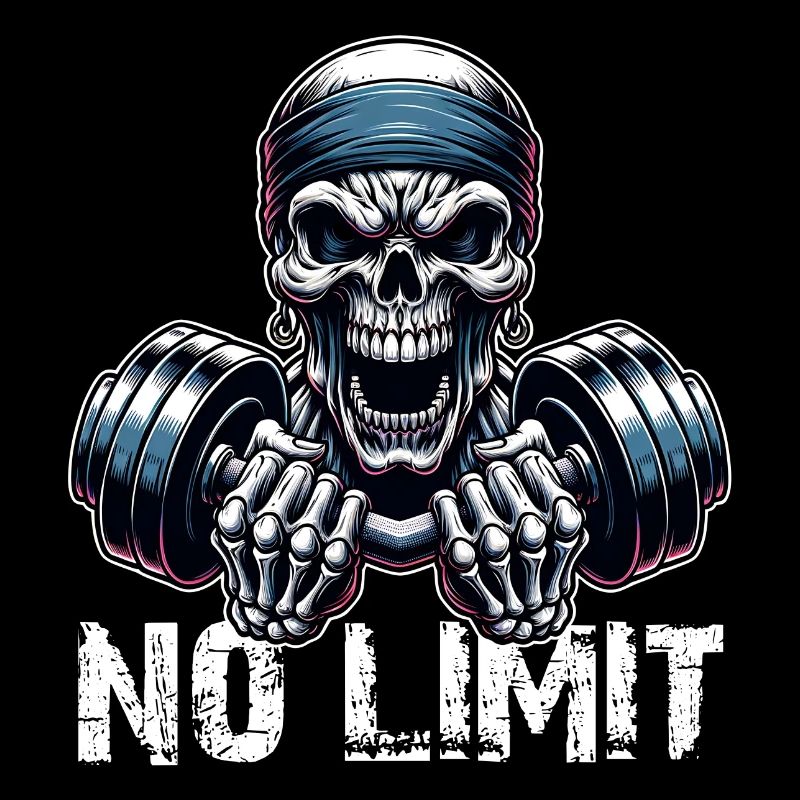 Crâne de musculation No Limit Workout avec haltère