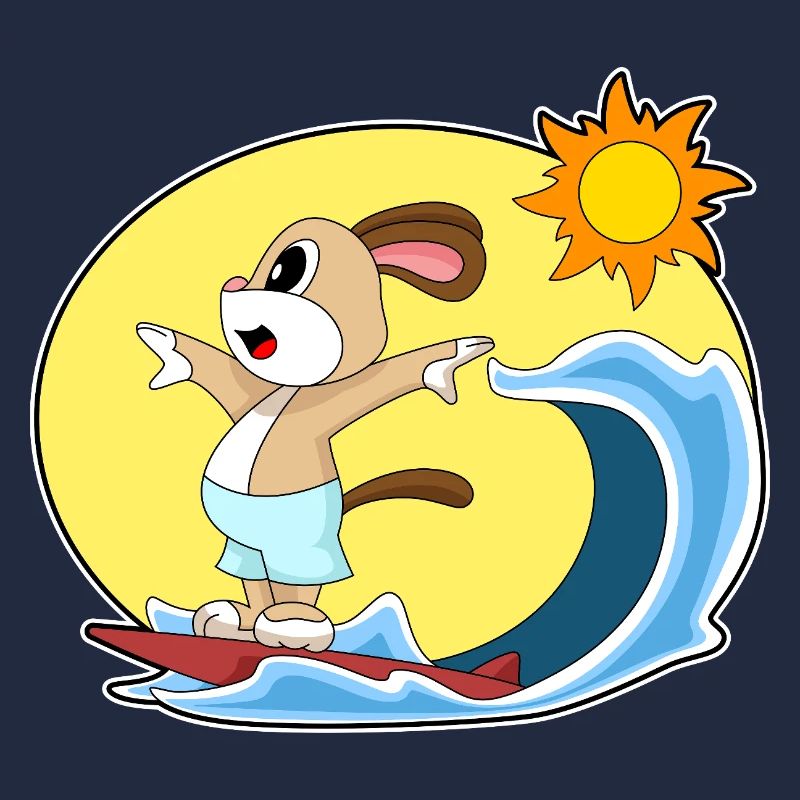 Dog Surfing Surfboard Summer