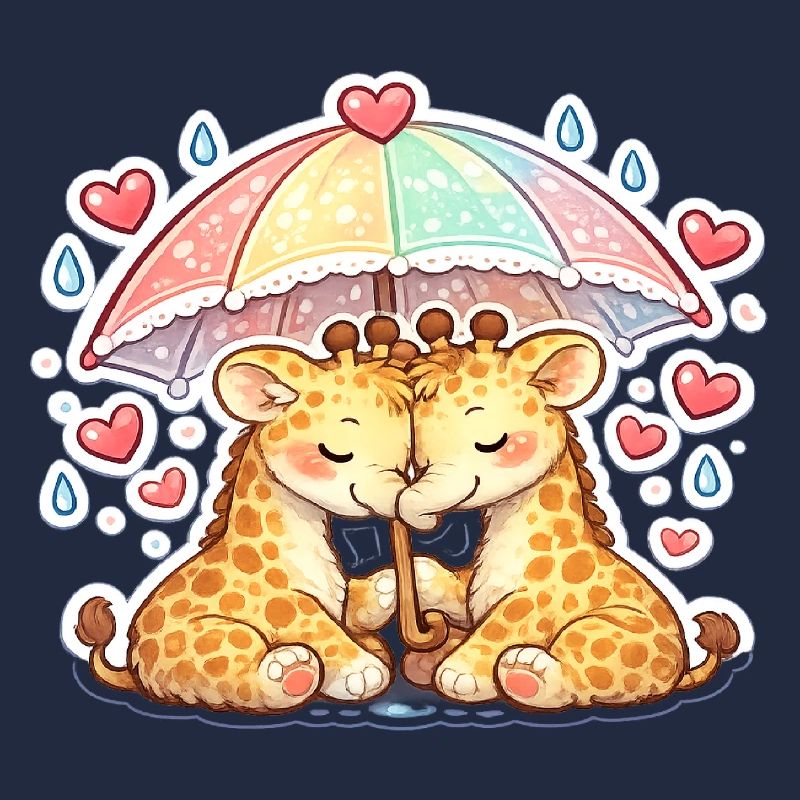 Kuschelige Giraffen unter Regenbogen