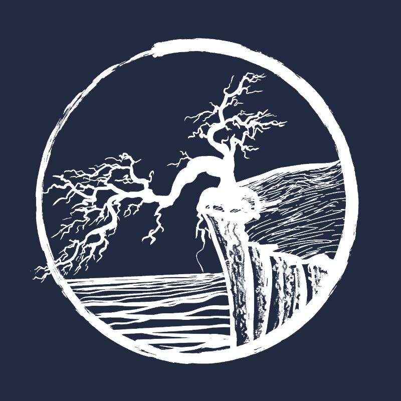 Landschaft mit Baum am Klippenrand