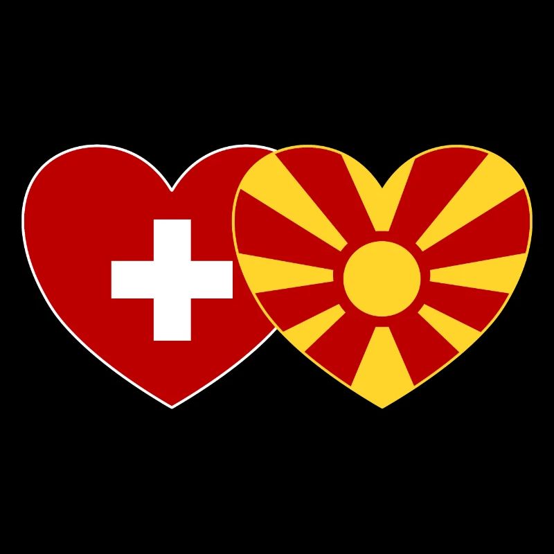 Suisse Macédoine Flag Coeur