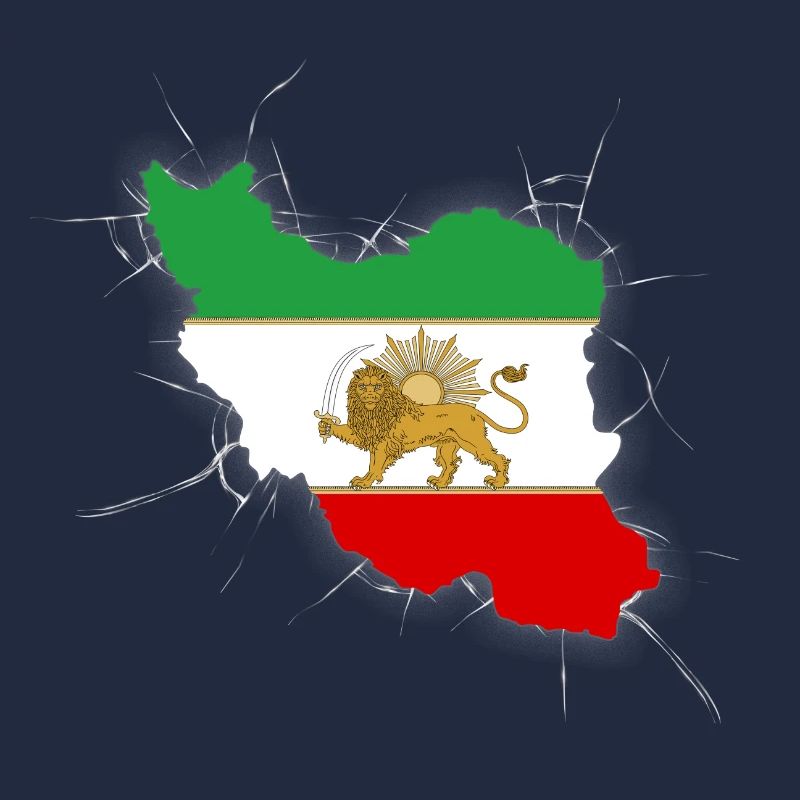 Drapeau Iran Lion et Soleil - شیر خورشید