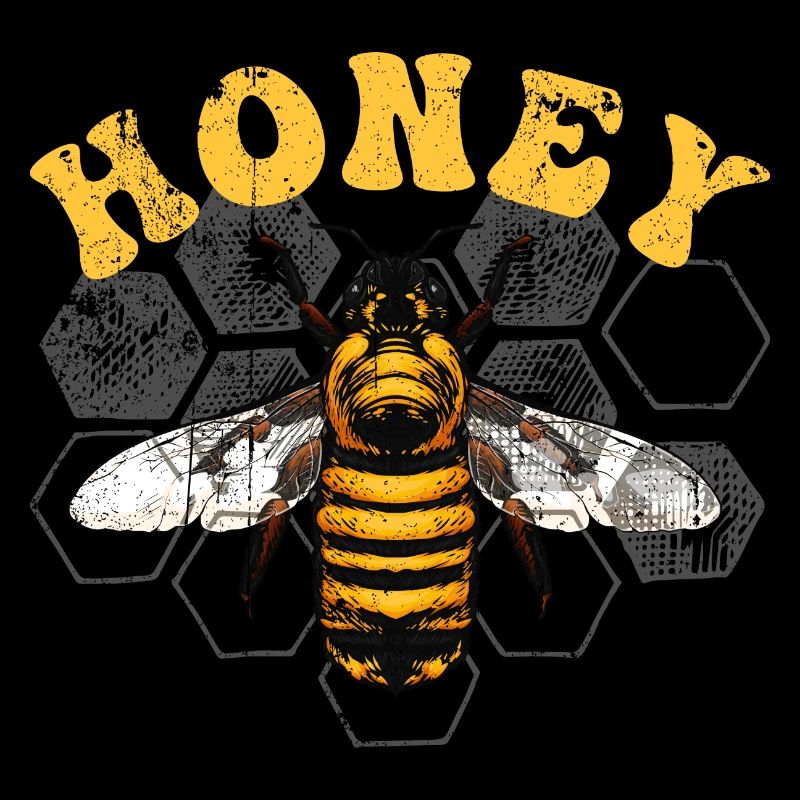 Abeille à miel sur grille hexagonale
