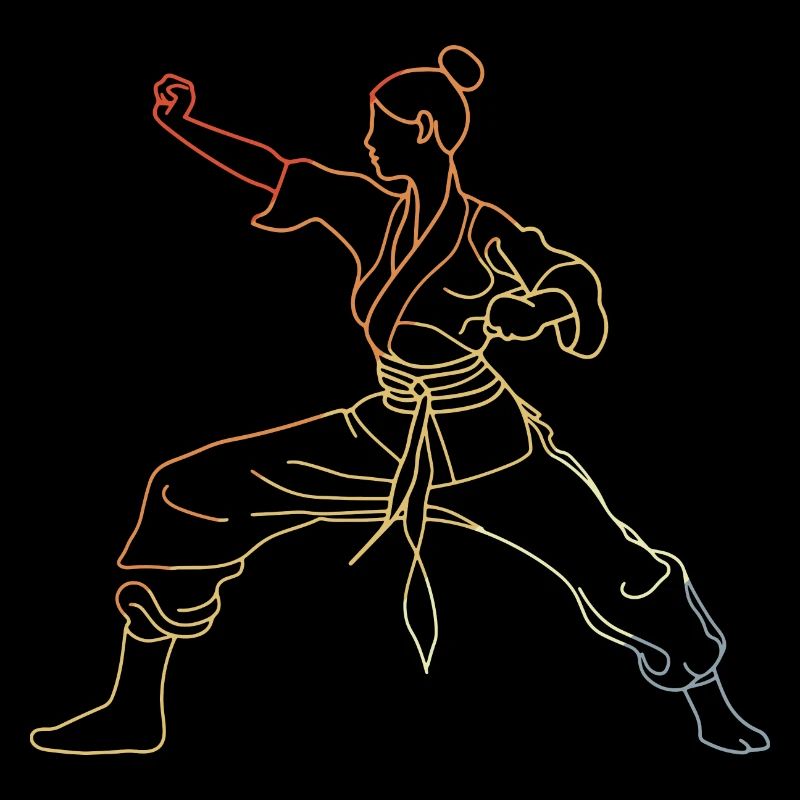 Karate Mädchen Skizze Retro Style