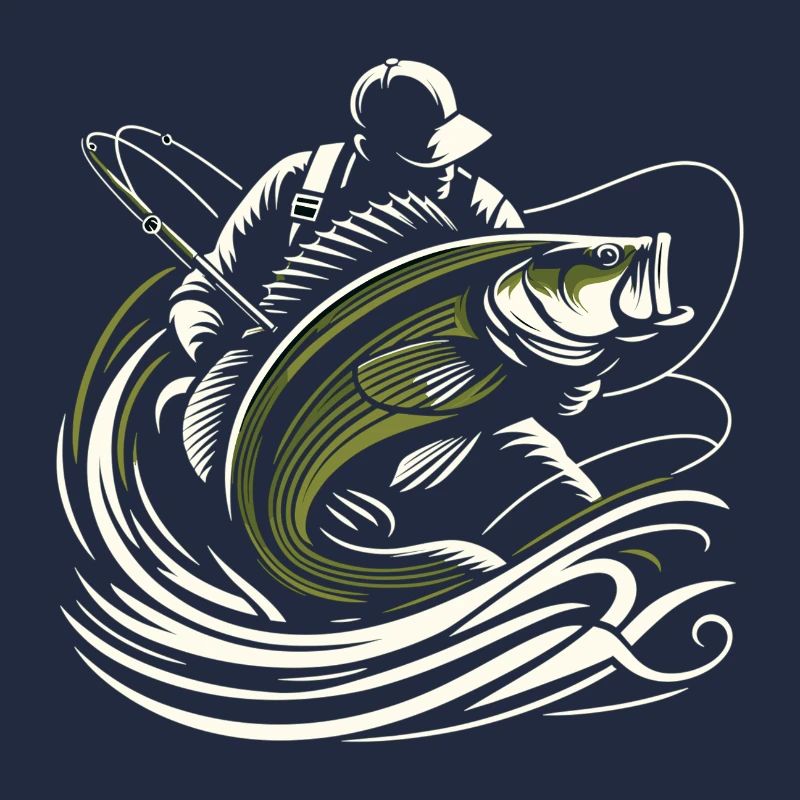 Pêche pêcheur perche poisson géant vert olive cadeau