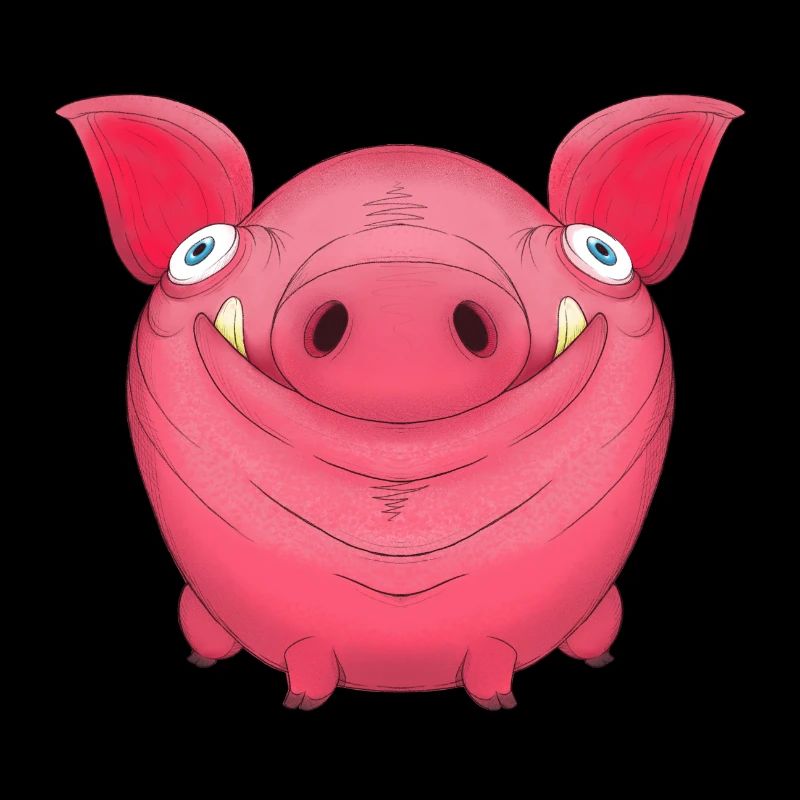 Mignon rond dessin animé cochon