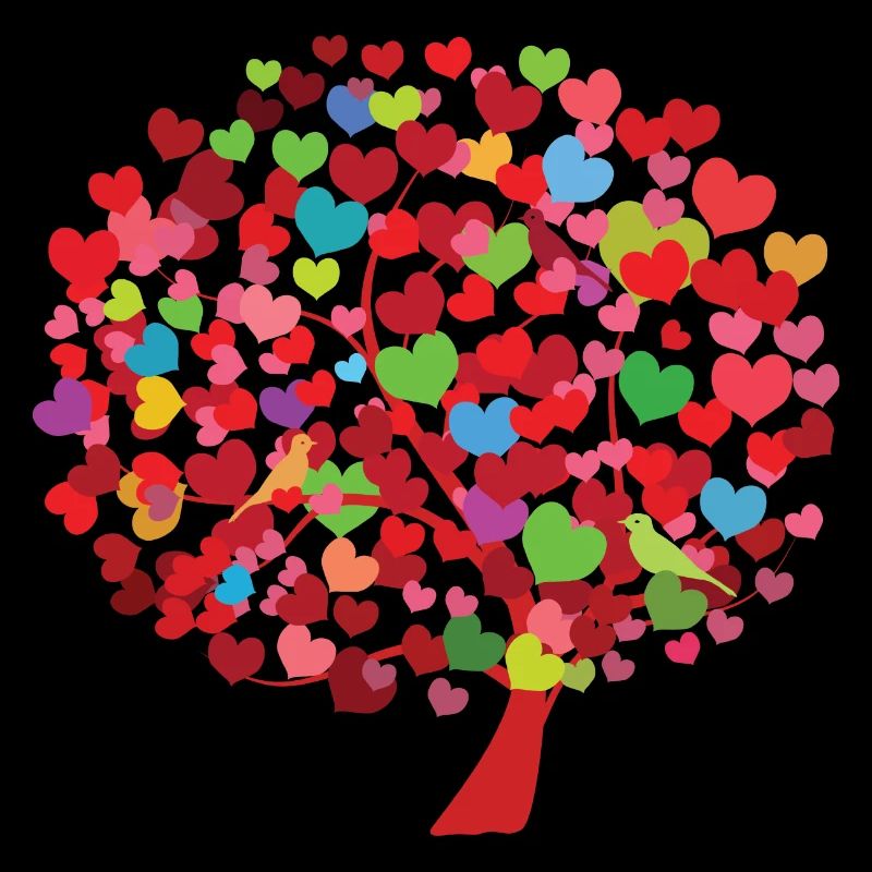 Herzbaum Illustration mit bunten Blättern