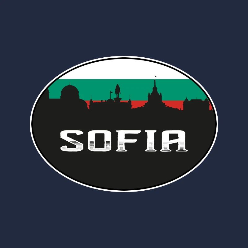 Sofia Bulgaria Skyline Silhouette Bulgarian Flag T