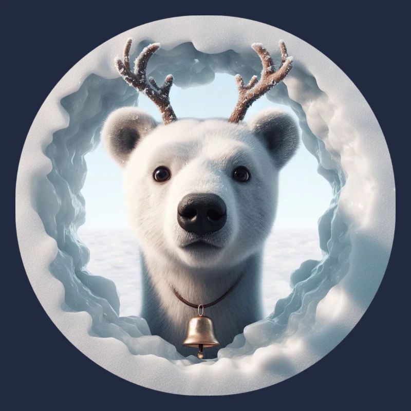Reindeer head looking through ice