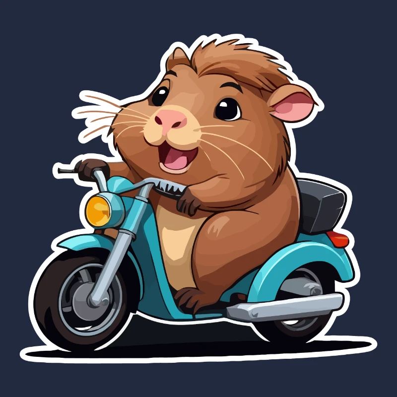 Cochon d’Inde sur cyclomoteur