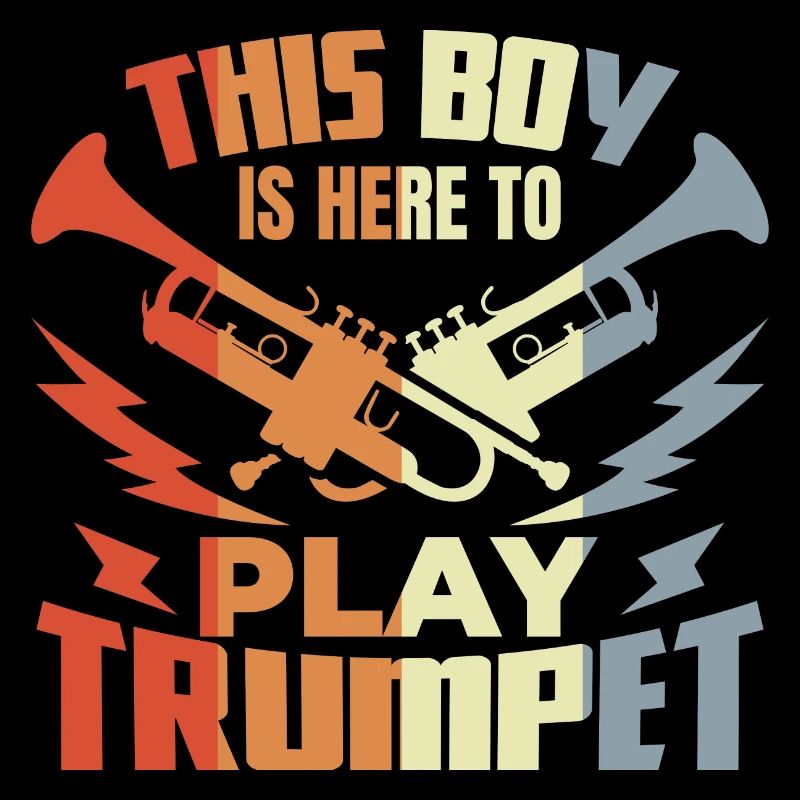 Junge der Trompete spielt