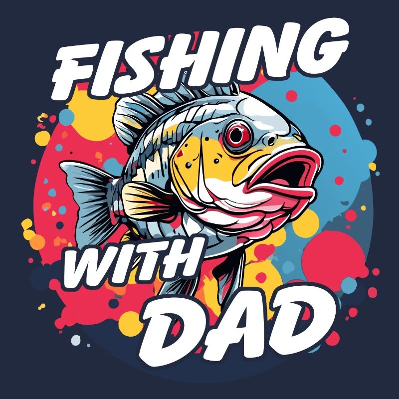 Pêche avec papa avec un design de poisson coloré