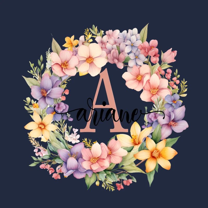 A| Monogramm | Name | Ariane | Watercolor | Bunt