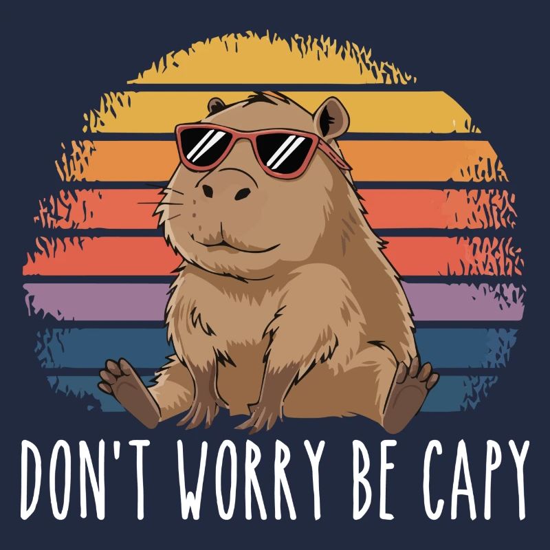 Retro Rodent Funny Capybara Dont Be Worry Be Capy