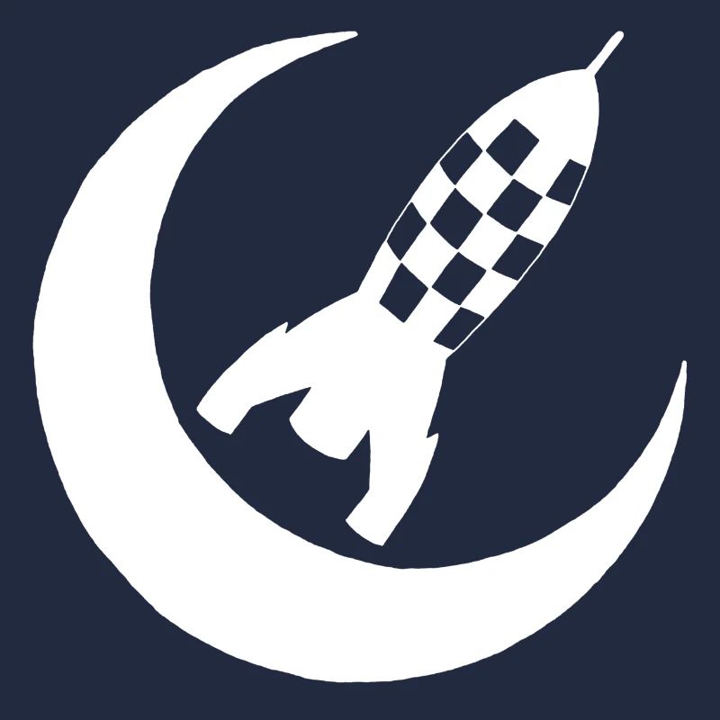 White rocket and half moon