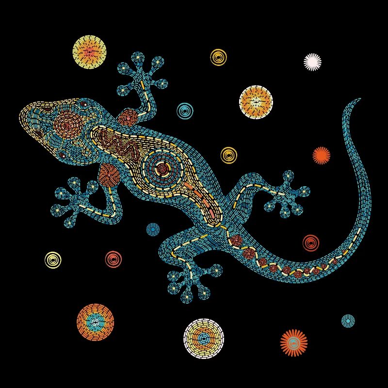 Mosaik-Eidechse blau– Farbenfrohes Tierdesign